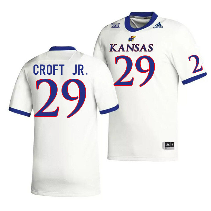 Men #29 Jameel Croft Jr. Kansas Jayhawks College Football Jerseys Stitched Sale-White - Click Image to Close